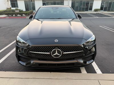 Black Mercedes-Benz C300, front grille and headlights